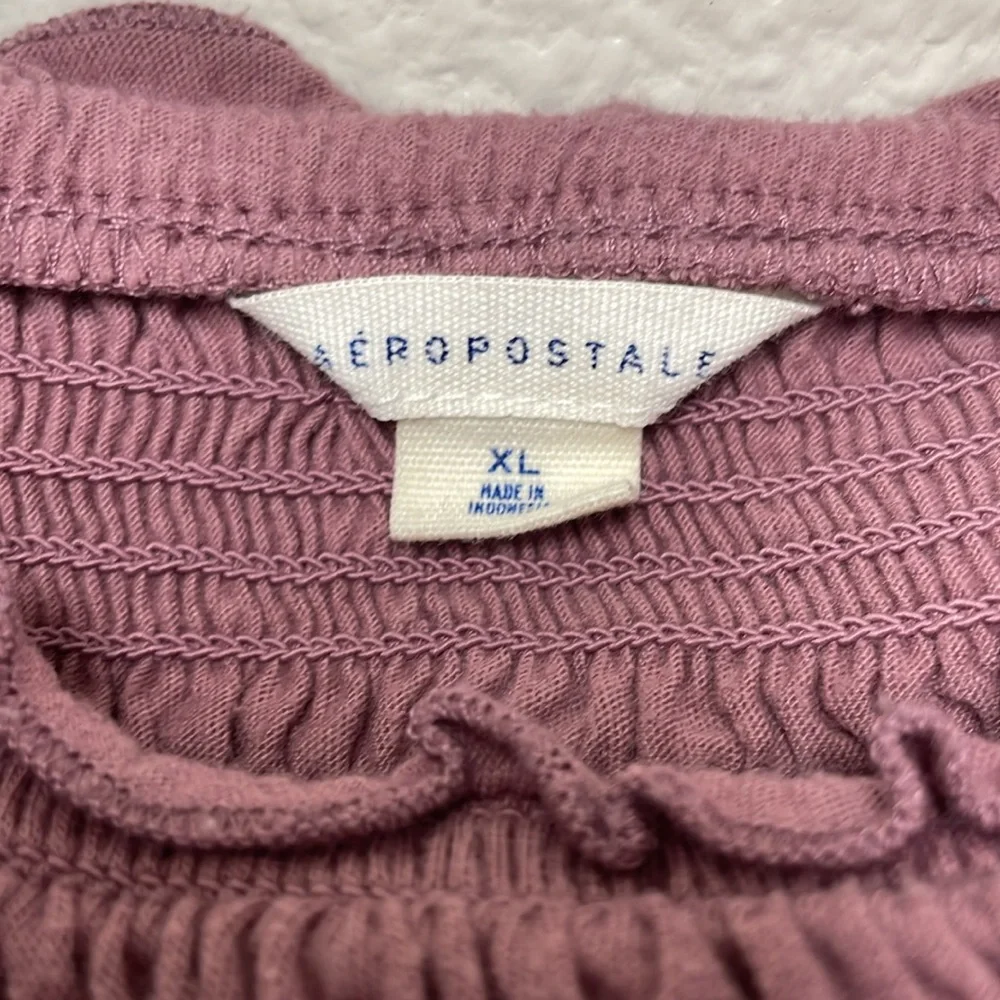 Aéropostale Dark Pink Dusty Rose Off the Shoulder Smocked XL Junior’s Top